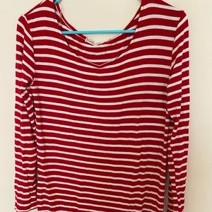 Red and white striped dress